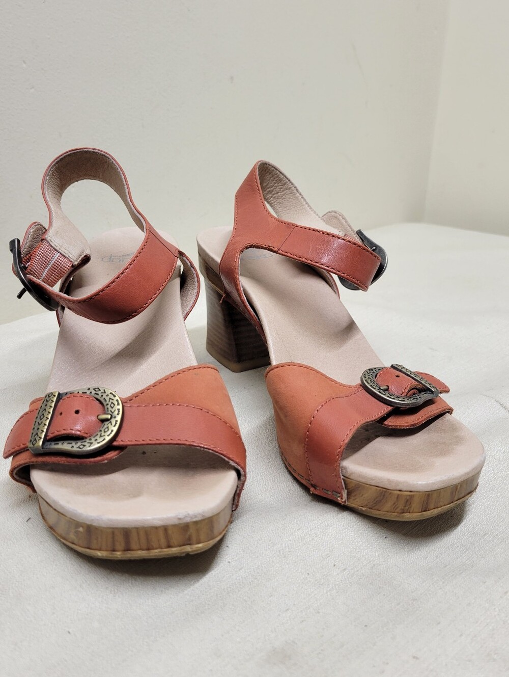 Dansko Anna Leather Orange Heeled Sandals Size 37 - Picture 7 of 12